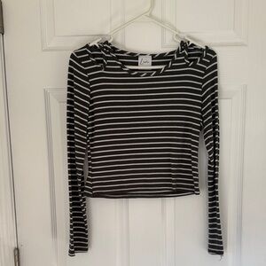 Livi Green and White Striped Long Sleeve Tee